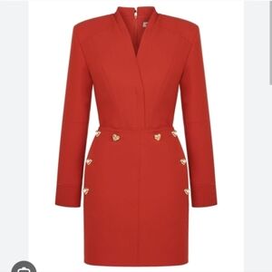 Elegant Red Long Sleeve Dress